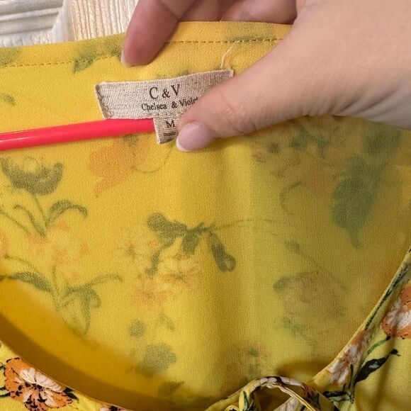 Chelsea & Violet Floral long sleeve Babydoll Dress yellow medium - Picture 6 of 9